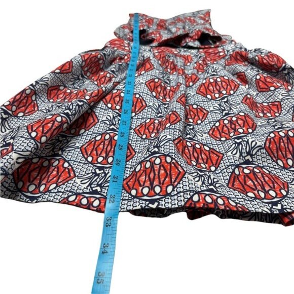 Zara Trafaluc Cut Out Mini Dress Red Navy Printed Fit Flair Cross Halter Size XS - Picture 7 of 13